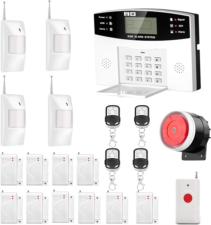 AGSHOME Security Alarm System 99+7 Zone Auto Dial GSM SMS Home Burglar Security Wireless GSM Alarm System Detector Sensor Kit Remote Control