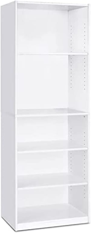 FURINNO JAYA Simply Home 5-Shelf Bookcase, 5-Tier, White