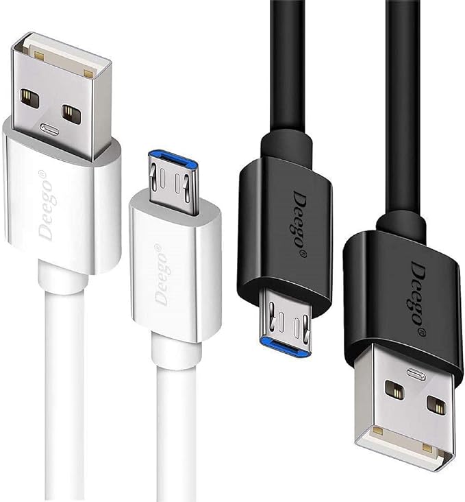DEEGO Micro USB Cable,2Pack Extra Long Android Charger Cable 10Ft 6Ft, Durable Fast Phone Cord Charging for Samsung Galaxy S7 S6 Edge S5,Note 5 4,LG G4,HTC,PS4,Camera,MP3