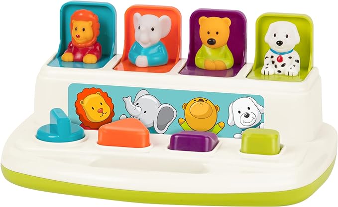 Battat – Cause-And-Effect Toy – Developmental Toy With Buttons & Colors – Color Sorting Animal Toys – For Kids, Toddlers, Babies – 18 Months + – Pop-Up Pals