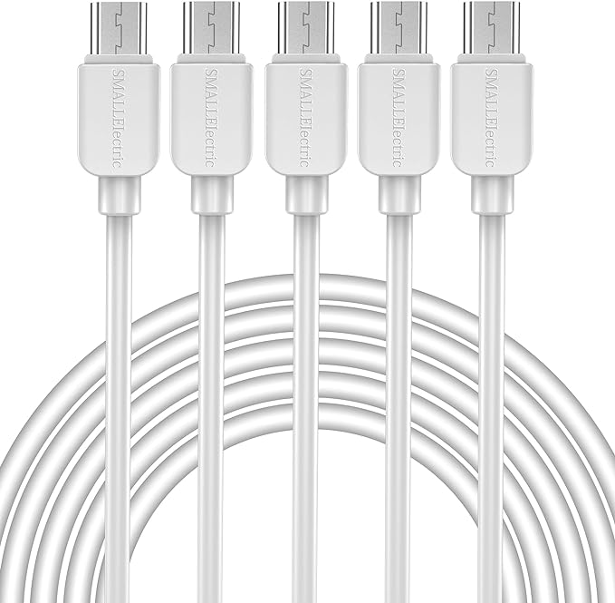 SMALLElectric Micro USB Cable (5-Pack, 6FT) Android Charger, Long Android Phone Charger Cord for Samsung Galaxy S7 S6 Edge J7 S5,Note 5 4,LG 4 K40 K20,MP3,Kindle,Tablet,White