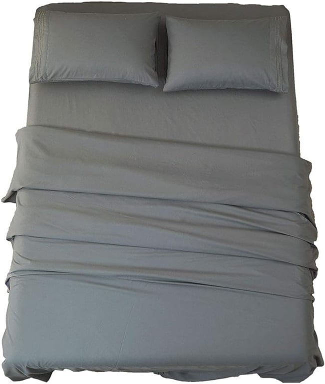 SONORO KATE Bed Sheet Set Super Soft Microfiber 1800 Thread Count Luxury Egyptian Sheets 18-Inch Deep Pocket Wrinkle-4 Piece(King Dark Grey)