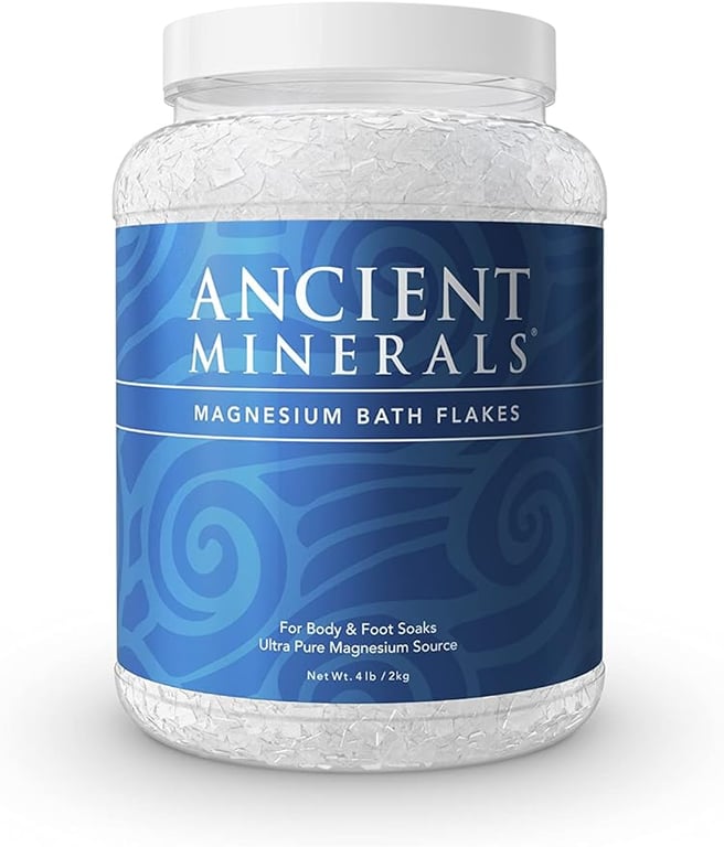 Ancient Minerals Magnesium Bath Flakes - Bathing Alternative to Epsom Salt - Soak in Natural Salts - High-Absorption Efficiency for Relaxation, Wellness & Muscle Relief (4 lb)