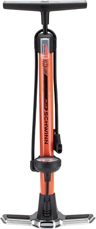 Schwinn Air Center Floor Bike Pump, Fits Schrader and Presta Valve Types, Portable Air Pump, Bike Accessories