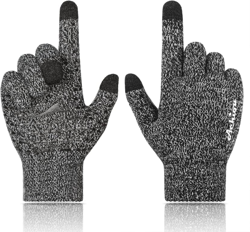 Achiou Winter Gloves for Men Women, Touch Screen Texting Warm Gloves with Thermal Soft Knit Lining,Elastic Cuff