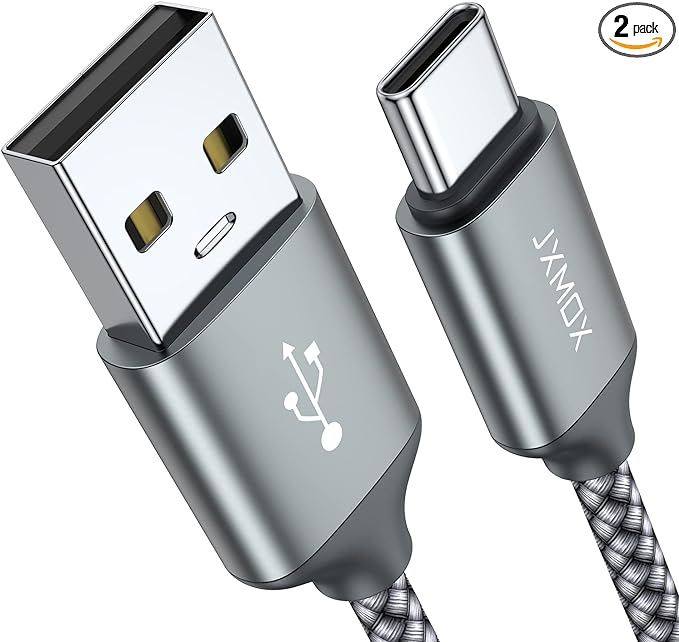 USB Type C Cable,USB A to USB C 3A Fast Charging (3.3ft 2-Pack) Braided Charge Cord Compatible with Samsung Galaxy S10 S9 S8 Plus,Note 9 8,A11 A20 A51,LG G6 G7 V30 V35,Moto Z2 Z3 (Grey)