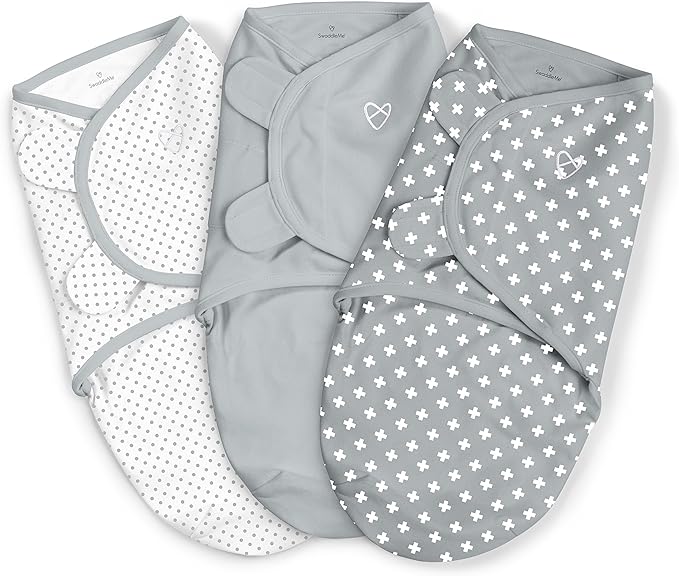 SwaddleMe by Ingenuity Original Swaddle - Size Small/Medium, 0-3 Months, 3-Pack (Criss Cross Polka Dot)