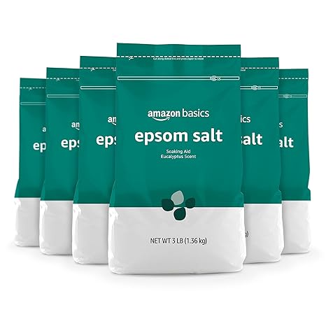 Amazon Basics Epsom Salt Soaking Aid, Eucalyptus Scented, 3 Pound (Pack of 6) (Previously Solimo)