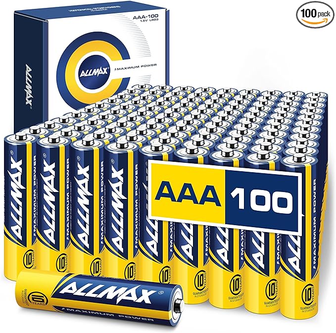 Allmax AAA Maximum Power Alkaline Triple A Batteries (100 Count) – Ultra Long-Lasting, 10-Year Shelf Life, Leakproof Design, Maximum Performance – 1.5V