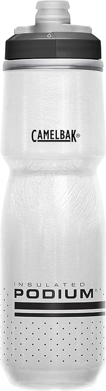 CamelBak Podium Chill Insulated Bike Water Bottle - Easy Squeeze Bottle - Fits Most Bike Cages - 24oz, White/Black