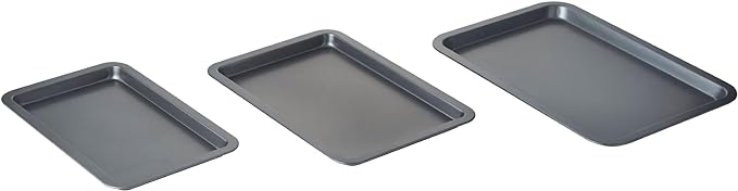Nifty Cookie & Baking Sheets (Set of 3) – Non-Stick Coated Steel, Dishwasher Safe, Oven Safe up to 450 Degrees, includes Large/Med/Small Pans