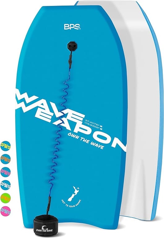 Own the Wave 'Wave Weapon' Bodyboard with Premium Leash, Lightweight with EPS Core