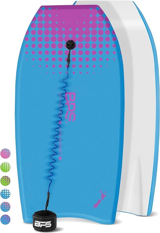 BPS 'Storm' Bodyboard with Premium Coiled Leash - Lightweight with EPS Core, Durable for All Wave Conditions