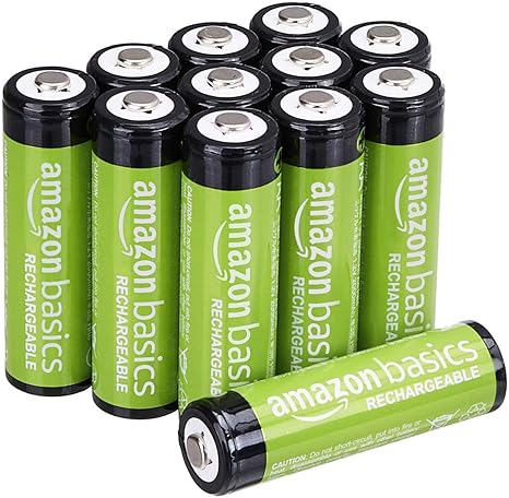 Amazon Basics 12-Pack Rechargeable AA NiMH Performance Batteries, 2000 mAh, Recharge up to 1000x Times, Pre-Charged
