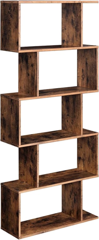 VASAGLE Bookcase, 5-Tier Bookshelf, Display Shelf and Room Divider, Freestanding Decorative Storage Shelving, Rustic Brown ULBC62BX, 27.6”L x 9.4”W x 62.6”H (70 x 24 x 159 cm)