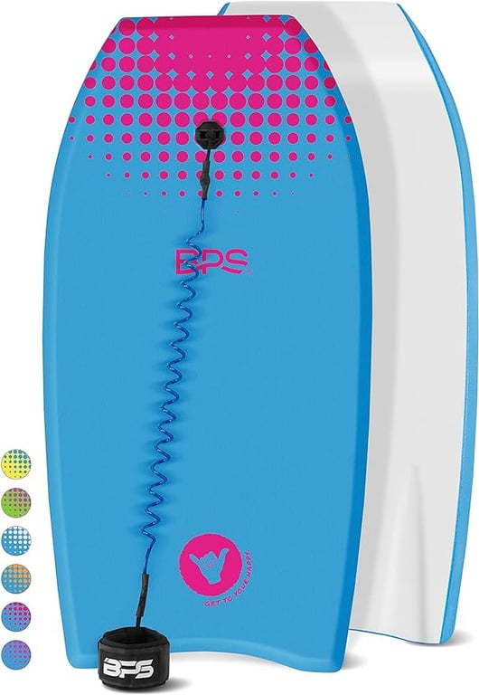 BPS New Zealand 'Shaka' Lightweight Body Board - EPS Core Bodyboard with Wrist Leash for Beach Pool Surfing Kids Teens Adults