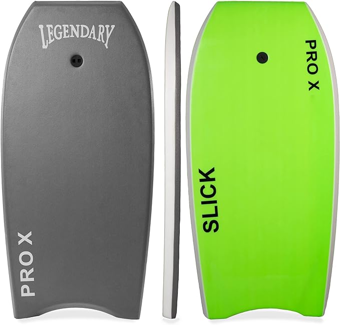 Legendary Pro X Bodyboard for Beach with Hard Slick Bottom, Boogie Boards for Kids & Adults, Heat Sealed with EPS Core, Leash