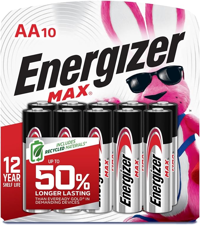 Energizer MAX AA Batteries (10 Pack), Double A Alkaline Batteries