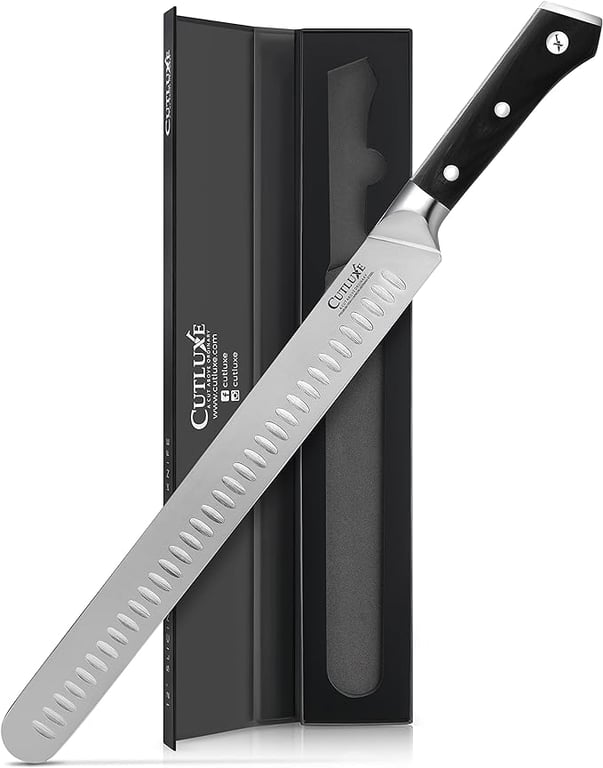 Cutluxe Slicing Carving Knife – 12" Brisket Knife, Meat Cutting and BBQ Knife – Razor Sharp German Steel – Full Tang & Ergonomic Handle Design – Artisan Series