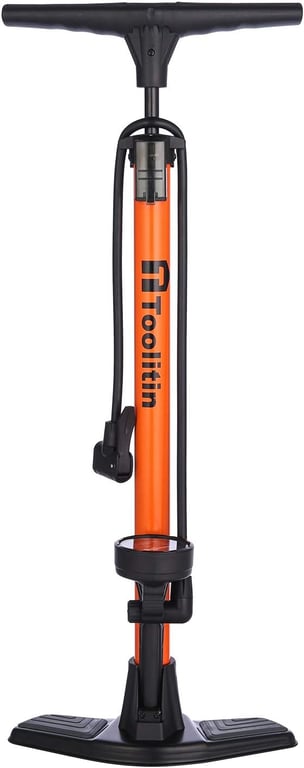 TOOLITIN Bike Pump with Gauge,High Pressure,Floor Bicycle Pump Compatible with Presta and Schrader Valve,Bike Tire Pump for Road Bike,MTB,Hybrid,Balls…