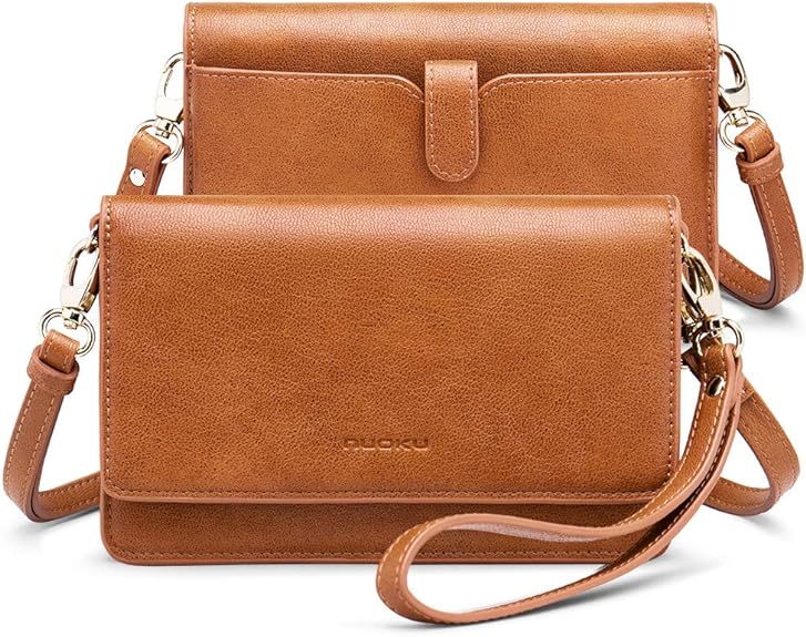 nuoku Crossbody Bag for Women Cellphone Little Purse with Credit Card Slots Lightweight Leather Wristlet Wallet