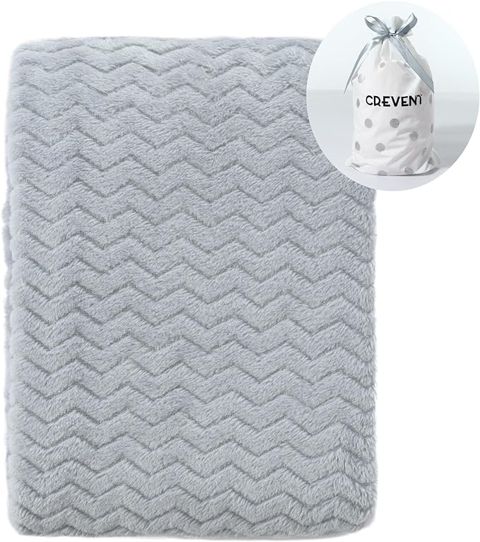 CREVENT 30''X40'' Soft Cozy Warm Baby Blankets for Boys Girls Solid Color - All Season Use - Newborn Essentials (Wave Grey)