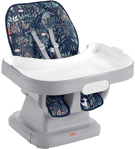Fisher-Price Baby SpaceSaver Simple Clean High Chair Baby to Toddler Portable Dining Seat with Removable Tray Liner,Moonlight Forest (Amazon Exclusive)