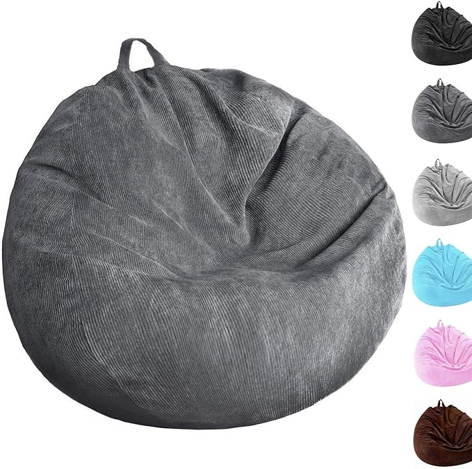 Kisoy 3 Ft Bean Bag Chair Cover (No Filler) Stuffed Animal Storage Bean Bag Cover Pets Dogs/Cats Lazy Beds. Washable Ultra Soft Corduroy Stuffed for Organizing Plush Toys or Textile, Sack Bean Bag
