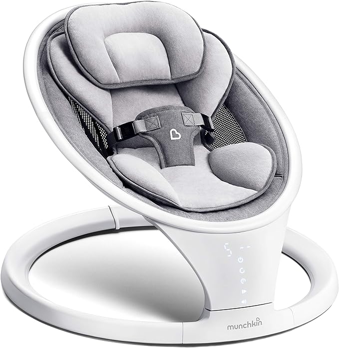 Munchkin® Bluetooth Enabled Lightweight Baby Swing with Natural Sway in 5 Ranges of Motion, Includes Remote Control, White