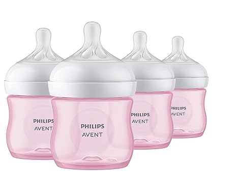 Philips AVENT Natural Baby Bottle with Natural Response Nipple, Pink, 4oz, 4pk, SCY900/14