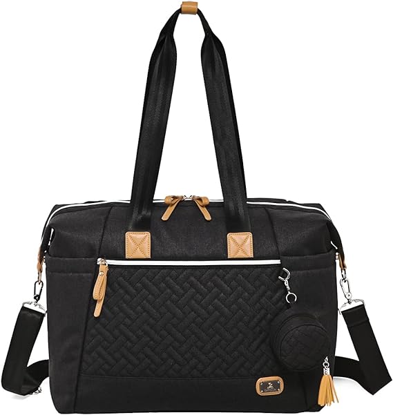 Dikaslon Diaper Bag Tote with Pacifier Case and Changing Pad, Large Travel Diaper Tote for Mom and Dad