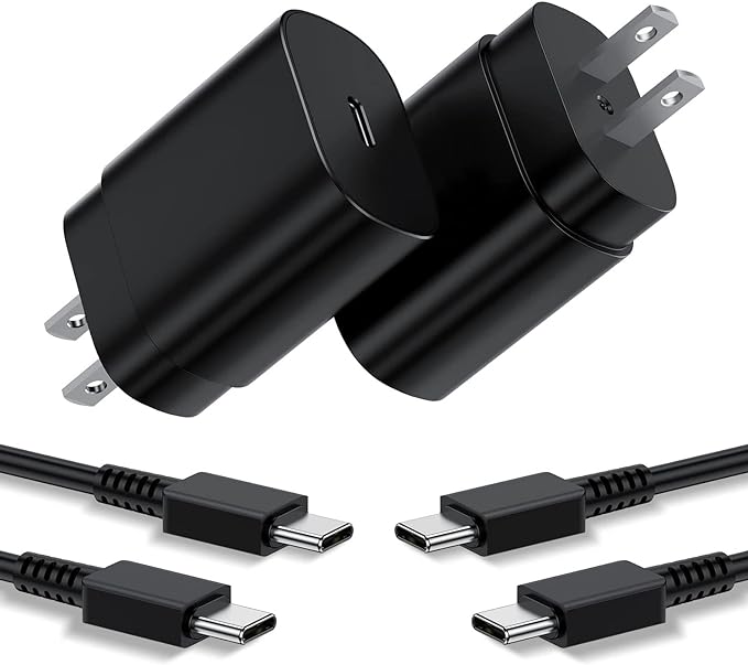 Type C Charger, 2 Pack 25W PD USB Wall Charger Super Fast Charging Block & 6ft Android Phone Cable for Samsung Galaxy S23 S22 S21 S20 Plus Ultra, Note 20 10 9 8/ S10 S9 S8 Pixel 6 5 4 Pro XL