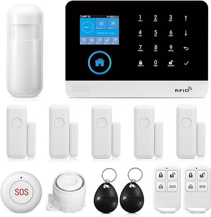 Wireless WiFi Smart Home Security DIY Alarm System with Motion Detector,Notifications with app,Door/Window Sensor, Siren,Compatible with Alexa,NO Monthly Fees