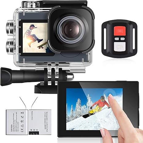icefox Action Camera 4K Underwater Camera External Microphone Waterproof 40M Ultra HD 20MP Camera 170 ° Ultra Wide Angle WiFi Camcorder, Gray