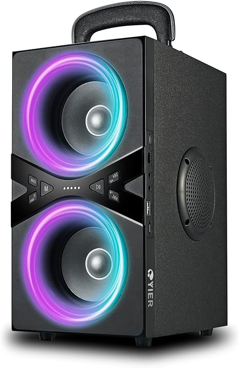 YIER Bluetooth Speakers, Wireless TWS Portable Speaker with Lights,100dB Loud Subwoofer 80w(Peak) Stereo Sound, Bassup Technology, Long Playtime for Outdoor Party