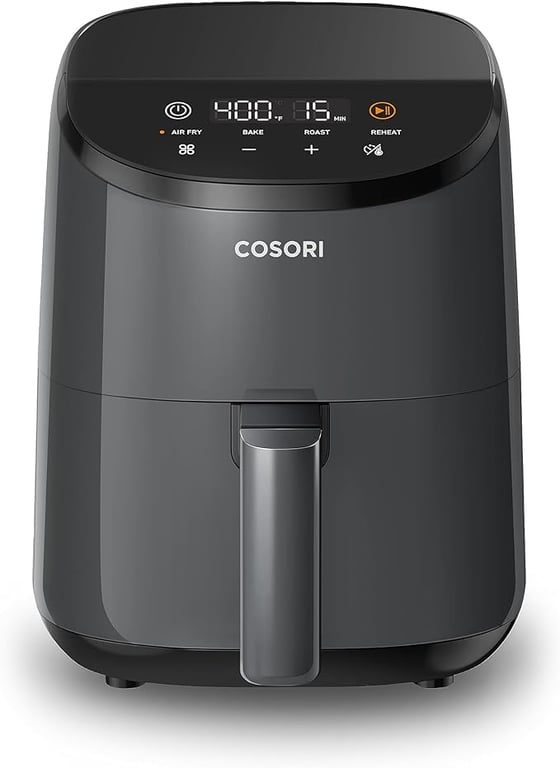 Cosori Mini Air Fryer 2.1 Qt, 4-in-1 Small Airfryer, Bake, Roast, Reheat, Space-saving & Low-noise, Nonstick and Dishwasher Safe Basket, 30 In-App Recipes, Sticker with 6 Reference Guides, Gray