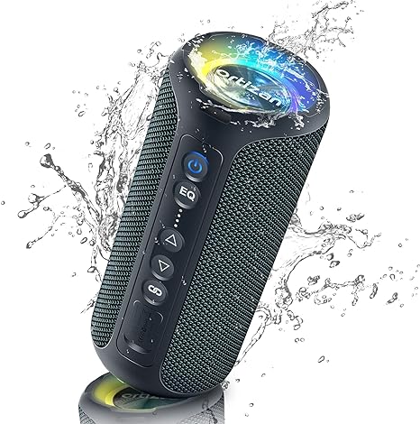 Bluetooth Speakers, Ortizan 40W Loud Stereo Portable Speaker, IPX7 Waterproof Shower Speakers with Deep Bass/LED Light/30H Battery/TF Card/AUX, True Wireless Stereo Speaker for Indoor&Outdoor