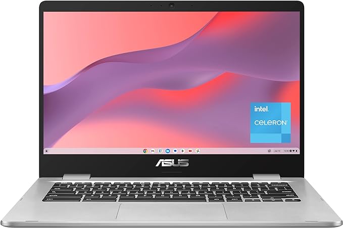 ASUS C424MA-AS48F Chromebook C424, 14.0" 180 Degree FHD NanoEdge Display, Intel Dual Core Celeron Processor, 4GB LPDDR4 RAM, 128GB Storage, Silver Color, C424MA-AS48F