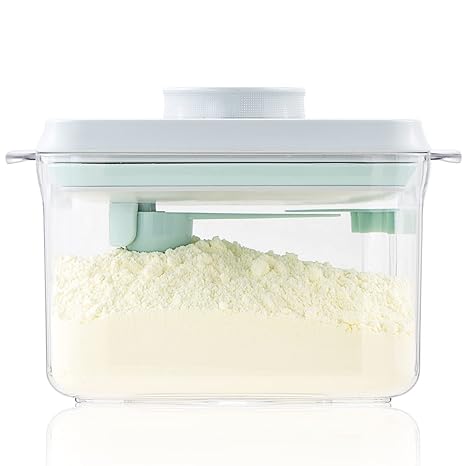 Tourdeus Milk Powder Container Airtight Formula Dispenser with Scoop and Scraper 300g 1000ml Clear