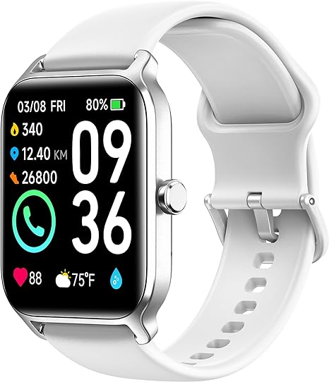 Woneligo Smart Watch for Women with Text and Call,Alexa Built-in,[24H Heart Rate Sleep Blood Oxygen Monitor],5ATM Waterproof,100 Sports Modes 1.8" Mens Watches for iOS&Android Birthday Gifts White