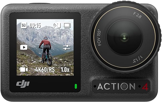 DJI Osmo Action 4 Standard Combo - 4K/120fps Waterproof Action Camera with a 1/1.3-Inch Sensor, Stunning Low-Light Imaging, 10-bit & D-Log M Color Performance, Long-Lasting 160 Mins, Outdoor Camera