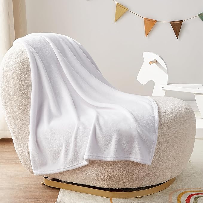BEDELITE Baby Blankets for Boys and Girls 30" x 40", Soft Cozy Fuzzy Fleece Blanket for Kids Infant Newborn, Warm and Breathable Toddler Blanket for Crib Stroller Bed Travel, White