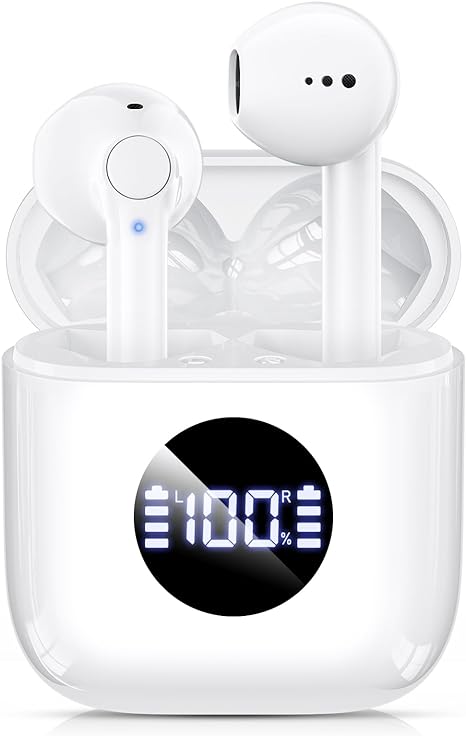 ZONWOO Wireless Earbuds Bluetooth 5.3 Headphones with Charging Case, Cordless in-Ear Stereo Earphones with Mic for iPhone Android Cell Phone, IPX5 Waterproof Wireless Ear Buds for Running Workout