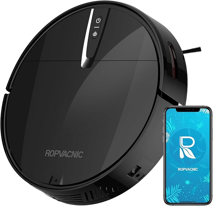 ROPVACNIC Robot Vacuum Cleaner with 3000Pa Cyclone Suction, APP/Voice/Remote Control, Automatic Self-Charging Robotic Vacuum, Scheduled Cleaning, Ideal for Pet Hair, Hard Floor, Low Carpet