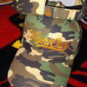 The Camo Hat with Orange Script
