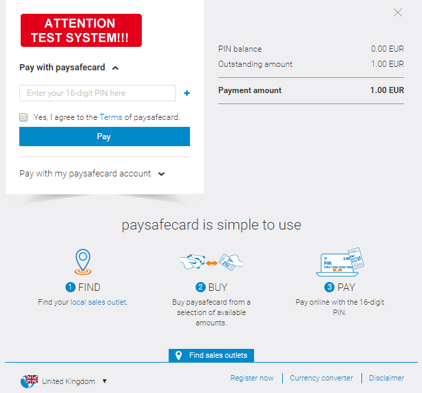 paysafecard for Webservices API – Trust Payments