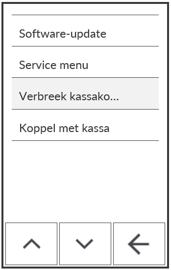 Het POS-menu wordt weergegeven met "Unpair POS" gemarkeerd.