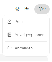 Bildschirmfoto von MyST: Der Nutzer hat die Einstellungen oben rechts geöffnet, um die Links für "Profil", "Anzeigeoptionen" und "Abmelden" zu sehen.