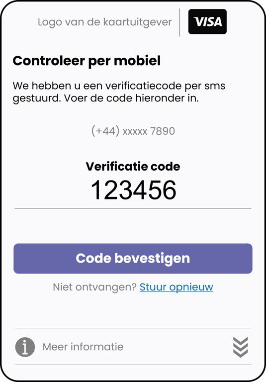 Voorbeeld van een pop-up die wordt weergegeven tijdens stapsgewijze verificatie. De gebruiker wordt gevraagd om de verificatiecode die naar zijn telefoon is gestuurd.