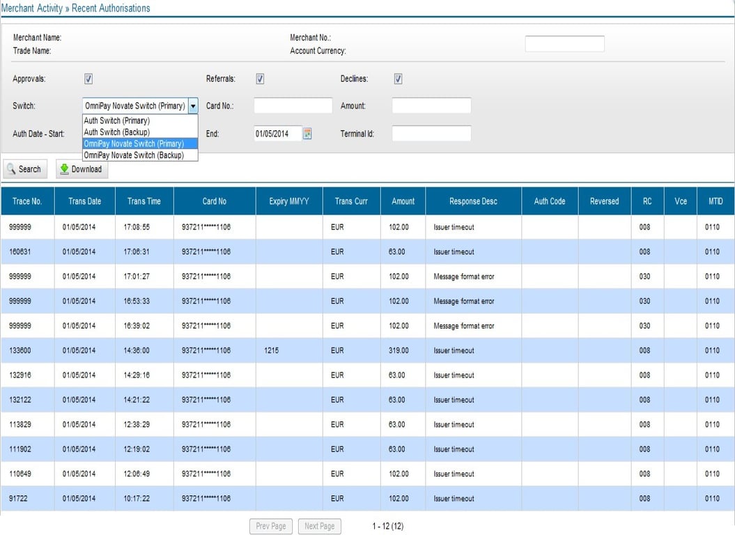 The Merchant Activity tab – Trust Payments